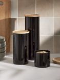 John Lewis Tall Glass Storage Jar with Bamboo Lid, 1.6L, Black
