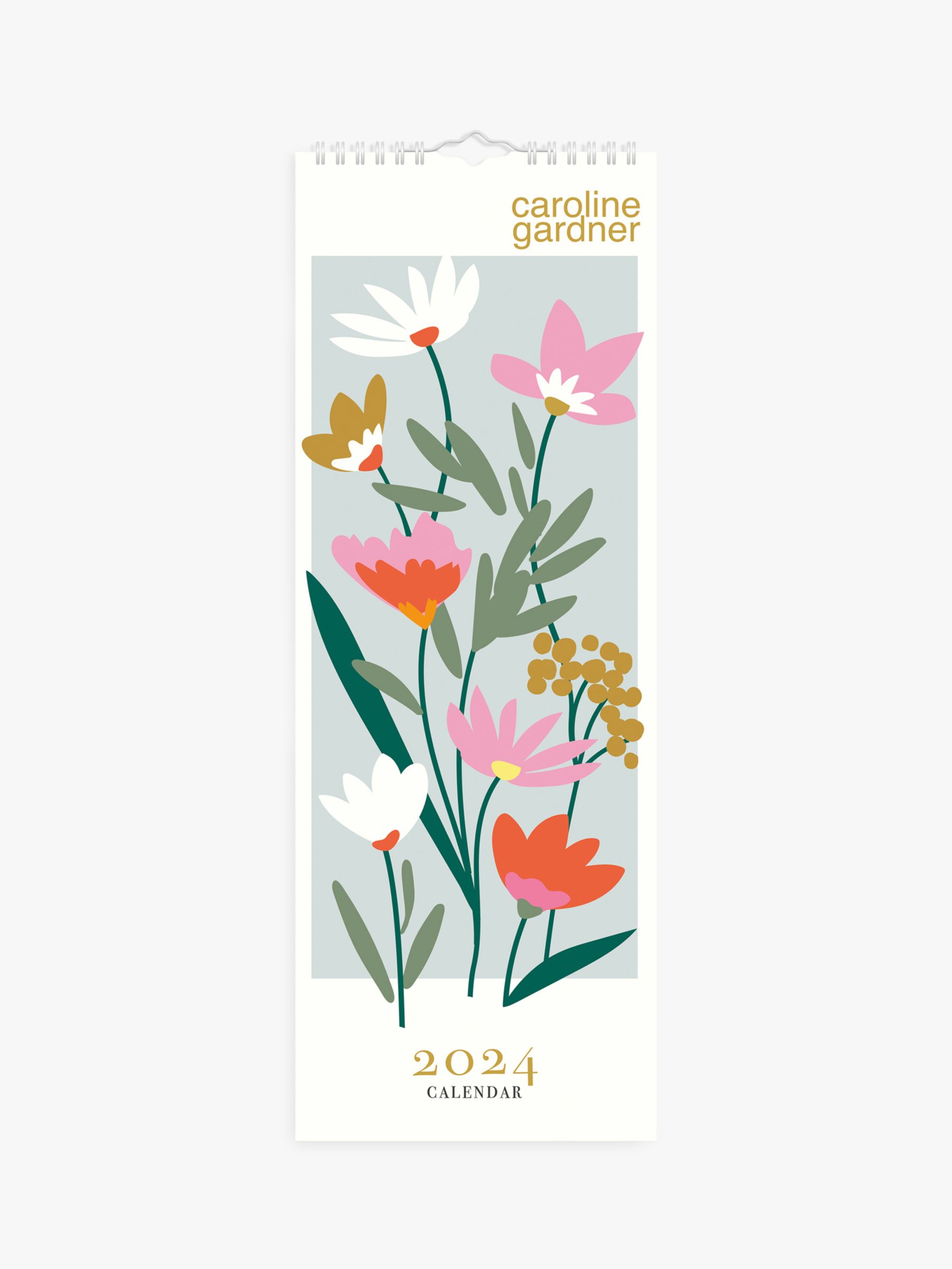 Portico Caroline Gardner Slim Meadow Floral 2024 Calendar, White/Multi