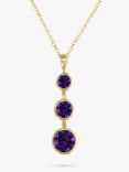 E.W Adams 9ct Gold Graduating Round Amethyst Pendant Necklace, Gold/Purple