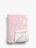 John Lewis Kids' Glow In The Dark Star Print Sherpa Fleece Blanket, Pink