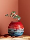 Poole Pottery Horizon Earthenware Purse Vase, H26cm, Red/Multi