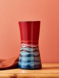 Poole Pottery Horizon Earthenware Hourglass Vase, H24cm, Red/Multi