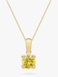 IBB 9ct Yellow Gold Round Cubic Zirconia Pendant Necklace, November/Yellow