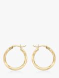 IBB 9ct Gold Faceted Creole Hoop Earrings, Gold