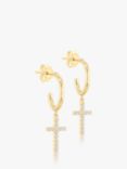 IBB 9ct Yellow Gold Cubic Zirconia Cross Drop Earrings, Gold