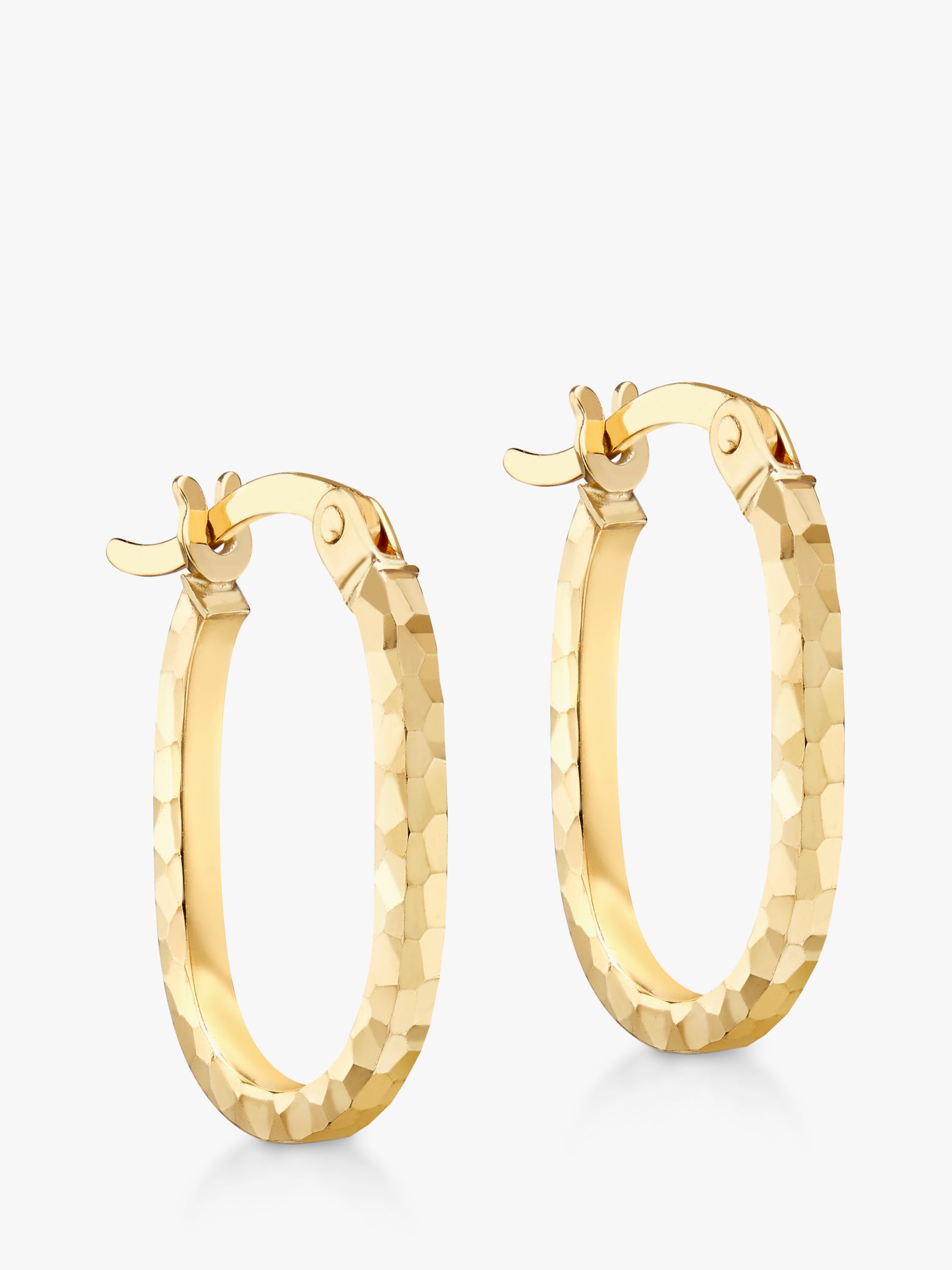 IBB 9ct Gold Diamond Cut Small Hoop Earrings, Gold at John Lewis