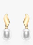 IBB 9ct Gold Pearl Swirl Drop Earrings, Gold