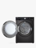 LG FDV909BN DUALDry Freestanding Heat Pump Tumble Dryer, 9kg Load, Platinum Black