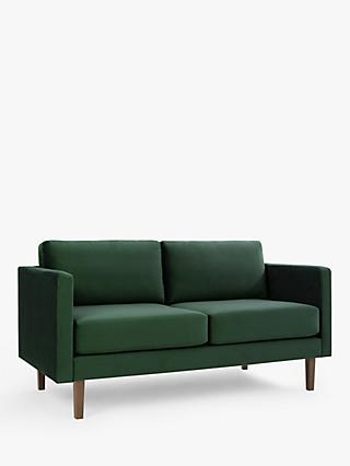 John Lewis ANYDAY Eavis Medium 2 Seater Sofa, Dark Leg, Bottle Green Smooth Velvet