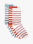 John Lewis Stripe Organic Cotton Mix Ankle Socks, Pack of 3