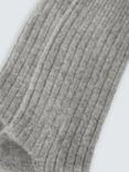 John Lewis Ribbed Wool Silk Blend Socks, Light Grey