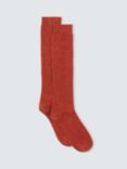John Lewis Ribbed Wool Silk Blend Knee High Socks, Rust