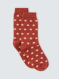 John Lewis Spot Wool Silk Blend Ankle Socks, Rust