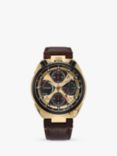 Citizen AV0072-01X Men's Promaster Bullhead Racing Eco-Drive Chronograph Leather Strap Watch, Gold/Brown