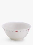 John Lewis Flora Love Heart Fine China Cereal Bowl, 15cm, Red/White