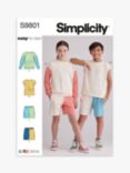 Simplicity Girls' and Boys' Sweatshirt and Shorts Sewing Pattern, S9801