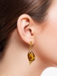 Be-Jewelled Twist Amber Drop Earrings, Gold/Cognac