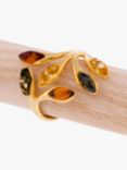 Be-Jewelled Baltic Amber Leaf Adjustable Cocktail Ring
