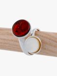 Be-Jewelled Round Pearl and Amber Ring, Silver/Cognac