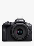 Canon EOS R100 Compact System Camera with RF-S 18-45mm Zoom Lens, 4K Ultra HD, 24.1MP, Wi-Fi, Bluetooth, OLED EVF, 3" Screen, Black
