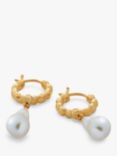 Monica Vinader Nura Teardrop Pearl Huggie Earrings, Gold