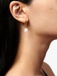 Monica Vinader Alta Capture Pearl Huggie Earrings, Gold