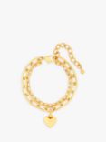 Jon Richard Double Chain Heart Charm Bracelet, Gold