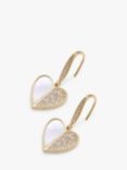 Jon Richard Cubic Zirconia and Mother of Pearl Heart Drop Earrings, Gold