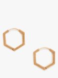 AllSaints Textured Hexagon Hoop Earrings, Warm Brass
