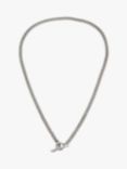 AllSaints Toggle Bar Curb Chain Necklace, Warm Silver