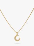 LARNAUTI Cubic Zirconia Moon Pendant Necklace, Gold