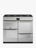 Stoves Sterling Deluxe 100cm Dual Fuel Range Cooker, Black, Stainless Steel