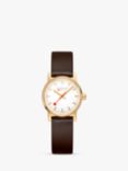 Mondaine MSE.30112.LGV Women's Vegan Leather Strap Watch, Brown