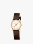 Mondaine MSE.30112.LGV Women's Vegan Leather Strap Watch, Brown