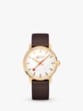 Mondaine MSE.40112.LGV Unisex Vegan Leather Strap Watch, Brown