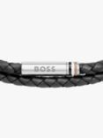 BOSS Men's Leather Double Braided Bracelet