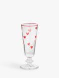 John Lewis Heart Glass Champagne Flute, 200ml, Red/Clear
