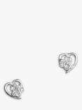 Simply Silver Paw Print And Heart Earrings, Silver