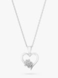 Simply Silver Paw Print And Heart Pendant Necklace, Silver