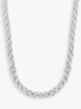 Simply Silver Herringbone Braided Necklace, Silver