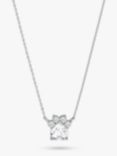 Simply Silver Cubic Zirconia Paw Print Pendant Necklace, Silver
