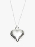 Simply Silver Puff Heart Pendant Necklace, Silver