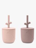 Done by Deer Silicone Straw Cup, Pack of 2, Powder