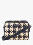 Aspinal of London Houndstooth Weave Leather Camera Bag, Navy/Ivory