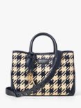 Aspinal of London London Midi Dogtooth Weave Leather Tote Bag, Navy/Ivory