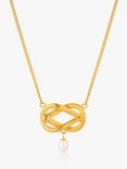 Claudia Bradby Love Knot Freshwater Pearl Pendant Necklace, Gold