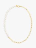 Claudia Bradby Modern Freshwater Pearl Beaded Chain Necklace, Gold