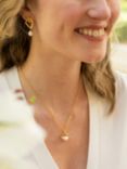 Claudia Bradby Hammered Rhombus Freshwater Pearl Drop Earrings, Gold/White