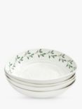 Sophie Conran for Portmeirion Mistletoe Porcelain Pasta Bowl, Set of 4, 23.5cm, White/Green