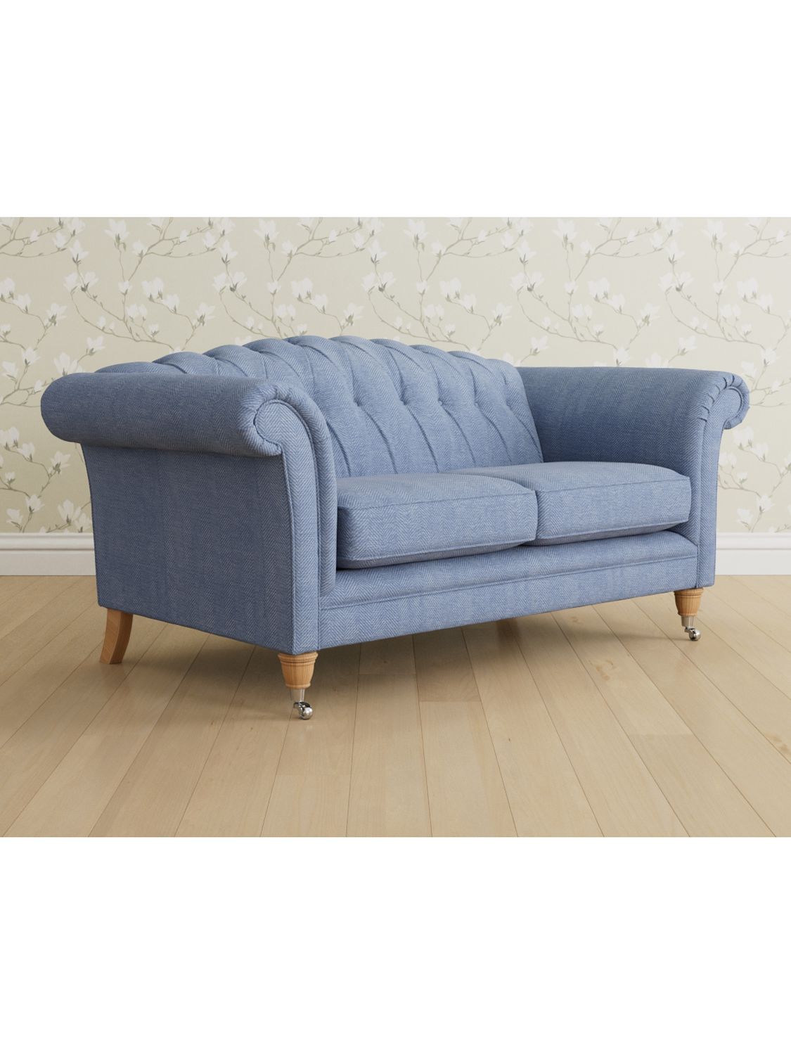 Gloucester Range, Laura Ashley Gloucester Medium 2 Seater Sofa, Oak Leg, Edwin Seaspray